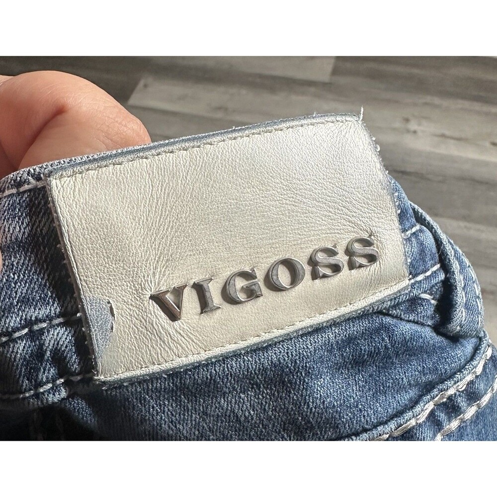 Vigoss The New York Bootcut Jeans Women Size 13/14 L 33 Distressed Bling - Picture 14 of 14